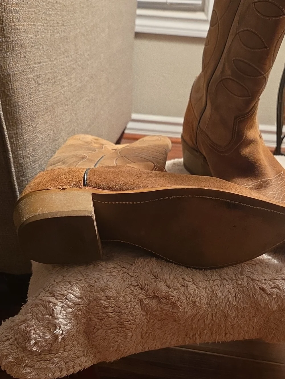 Texas Brand Brown Suede Western Cowboy Boots